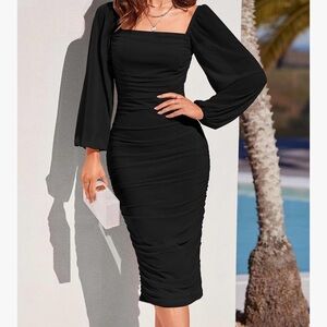 Chic Long Sleeve Black Dress